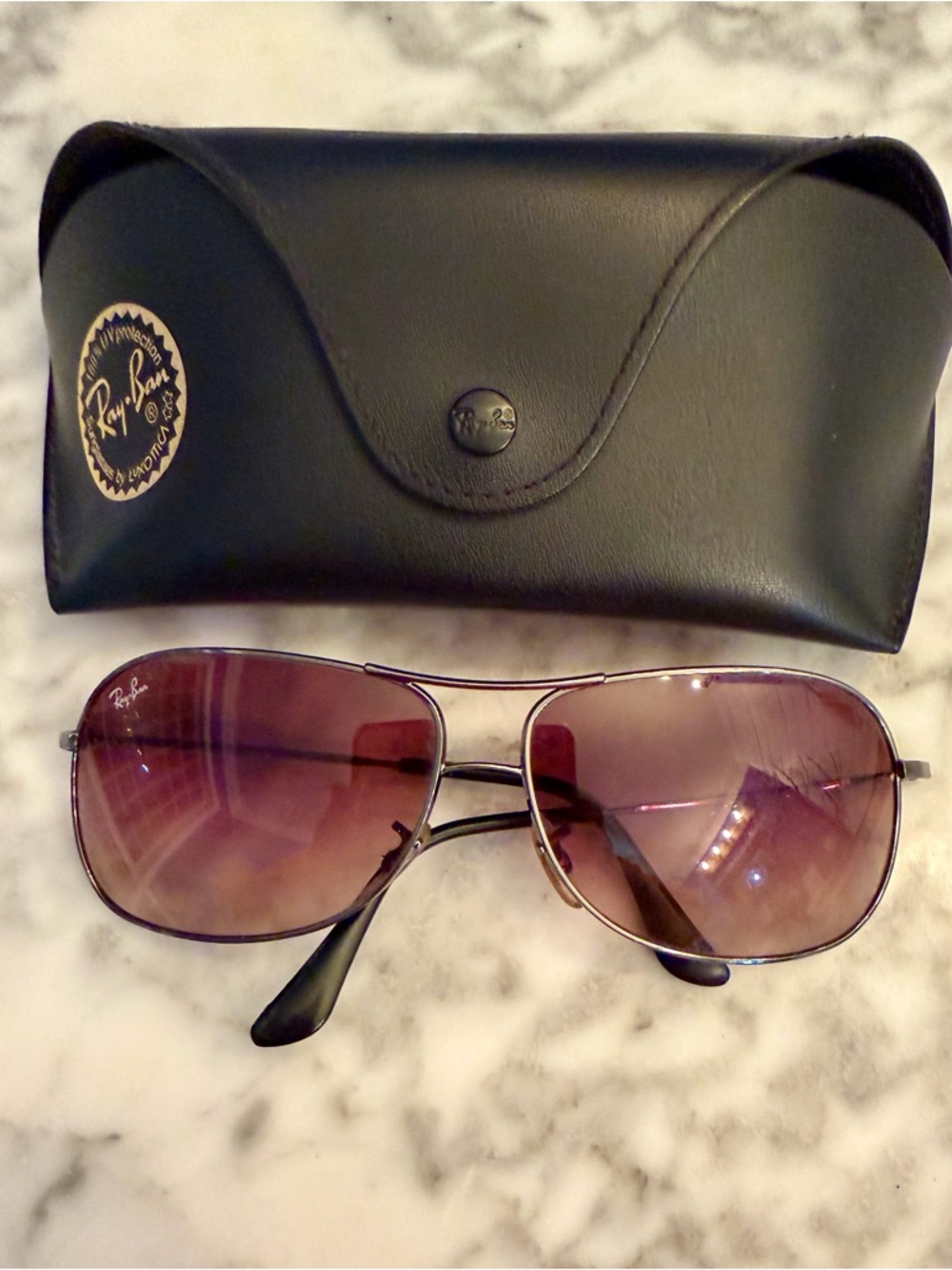 Ray-Ban RB3387 004/13 Aviator Sunglasses Brown Gradient Lens With Matching Case
